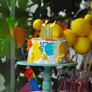 Balloons & Candles Celebration Birthday Cake