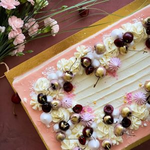 Cherry & Gold Corporate Sheet Cake