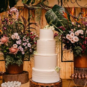 Garden Floral Three-Tier Wedding Cake