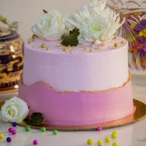 Pink & Gold Floral Congratulations Cake