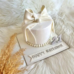 White Bow Couture Cake